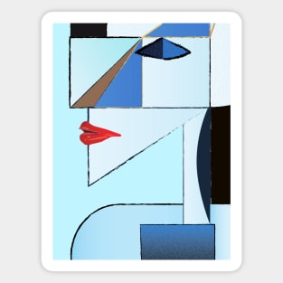 Woman Warrior Abstract Cubist Art Magnet